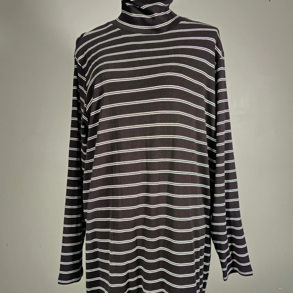 NWT Joe Fresh Striped Black and White Turtleneck Midi Dress. 2x - Picture 2 of 5